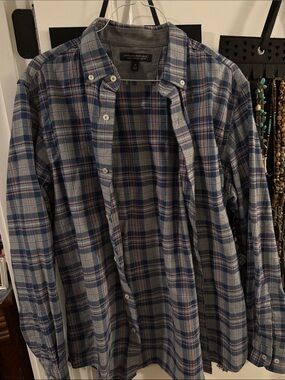 Banana Republic Blue and Gray flannel Button-Down Shirt